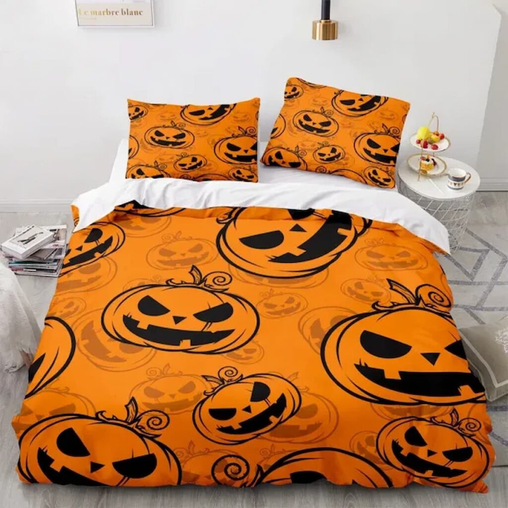 How to Style Halloween Bedding with Bold Orange Accents?